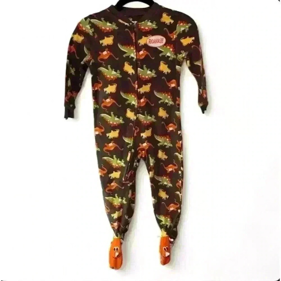 Okie Dokie Unisex Dinosaur Print Fleece Onesie - size 4T - Picture 1 of 7